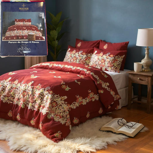 Parure de Draps 100% Coton – 4 pièces, Confort Naturel - Préstige -
