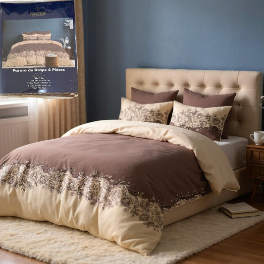 Parure de Draps 100% Coton – 4 pièces, Confort Naturel - Préstige -