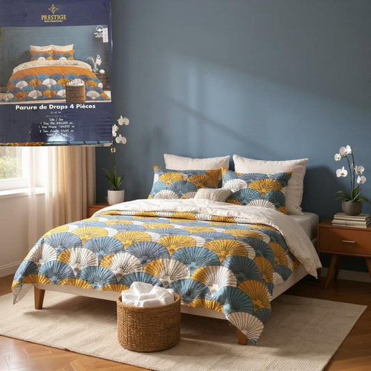 Parure de Draps 100% Coton – 4 pièces, Confort Naturel - Préstige -