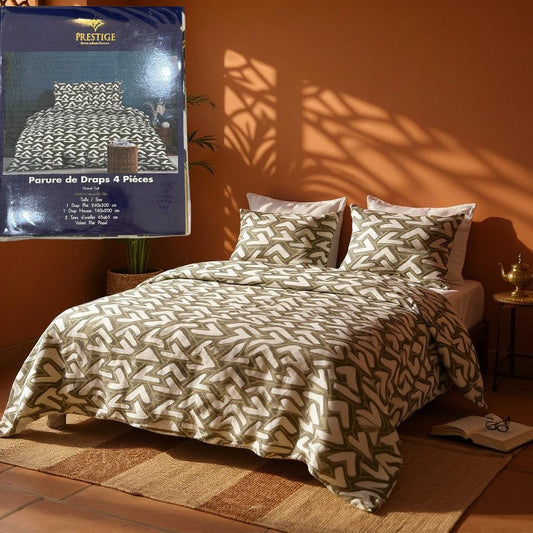 Parure de Draps 100% Coton – 4 pièces, Confort Naturel - Prestige -