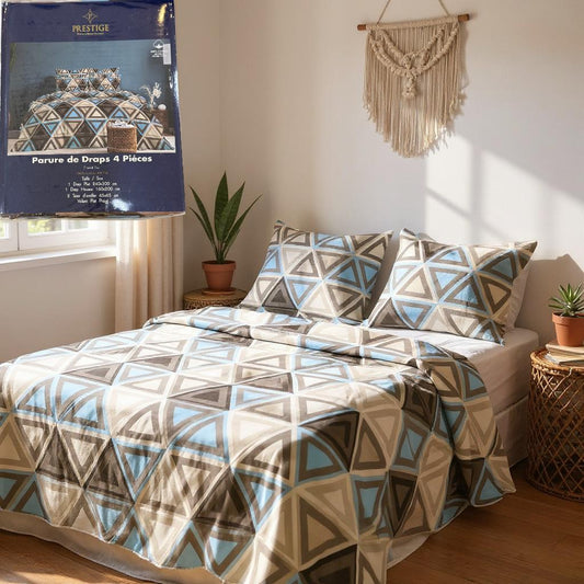 Parure de Draps 100% Coton – 4 pièces, Confort Naturel - Préstige -