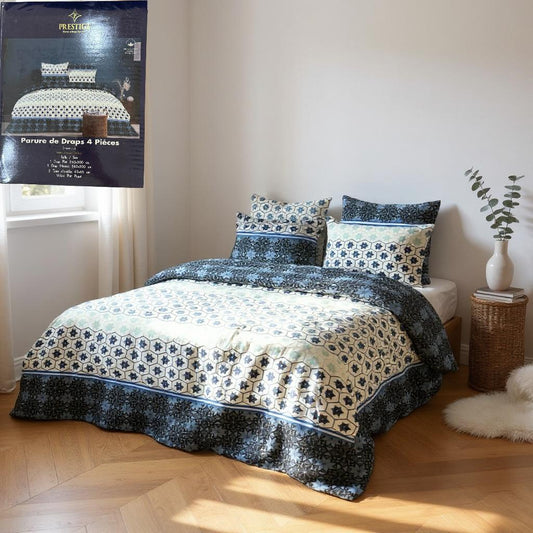 Parure de Draps 100% Coton – 4 pièces, Confort Naturel - Préstige -