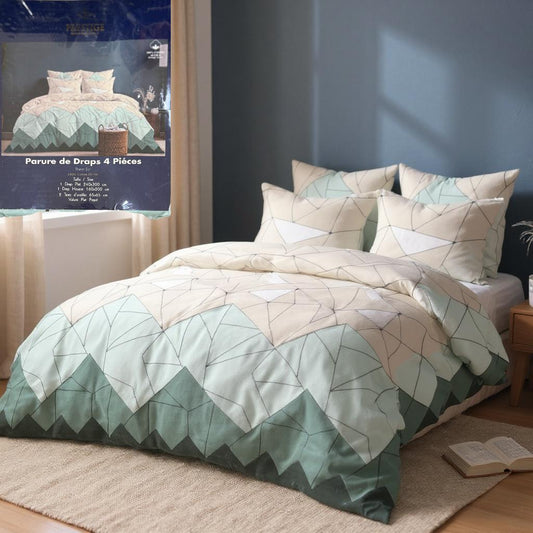 Parure de Draps 100% Coton – 4 pièces, Confort Naturel - Préstige -