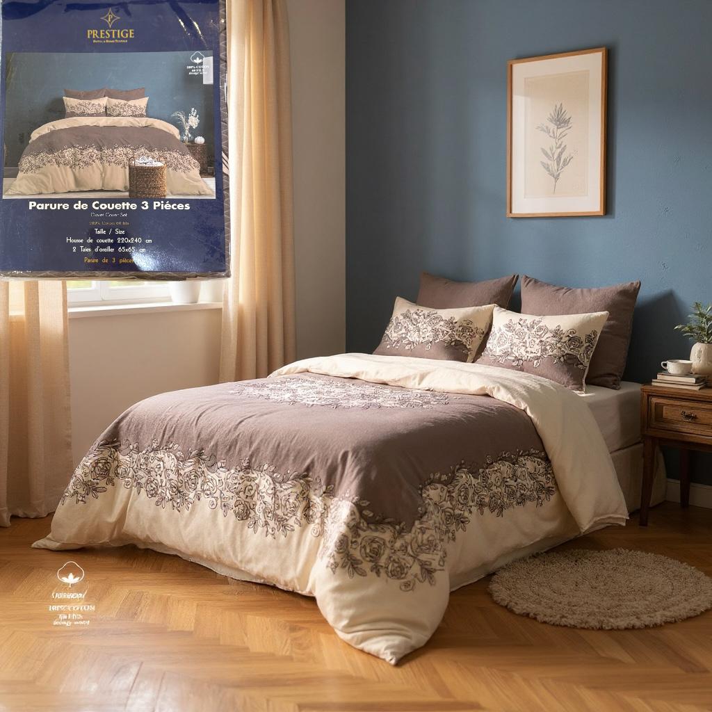 Parure de couette 3 pièces 100% coton