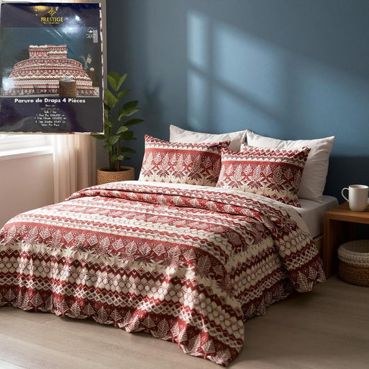 Parure de Draps 100% Coton – 4 pièces, Confort Naturel - Prestige -